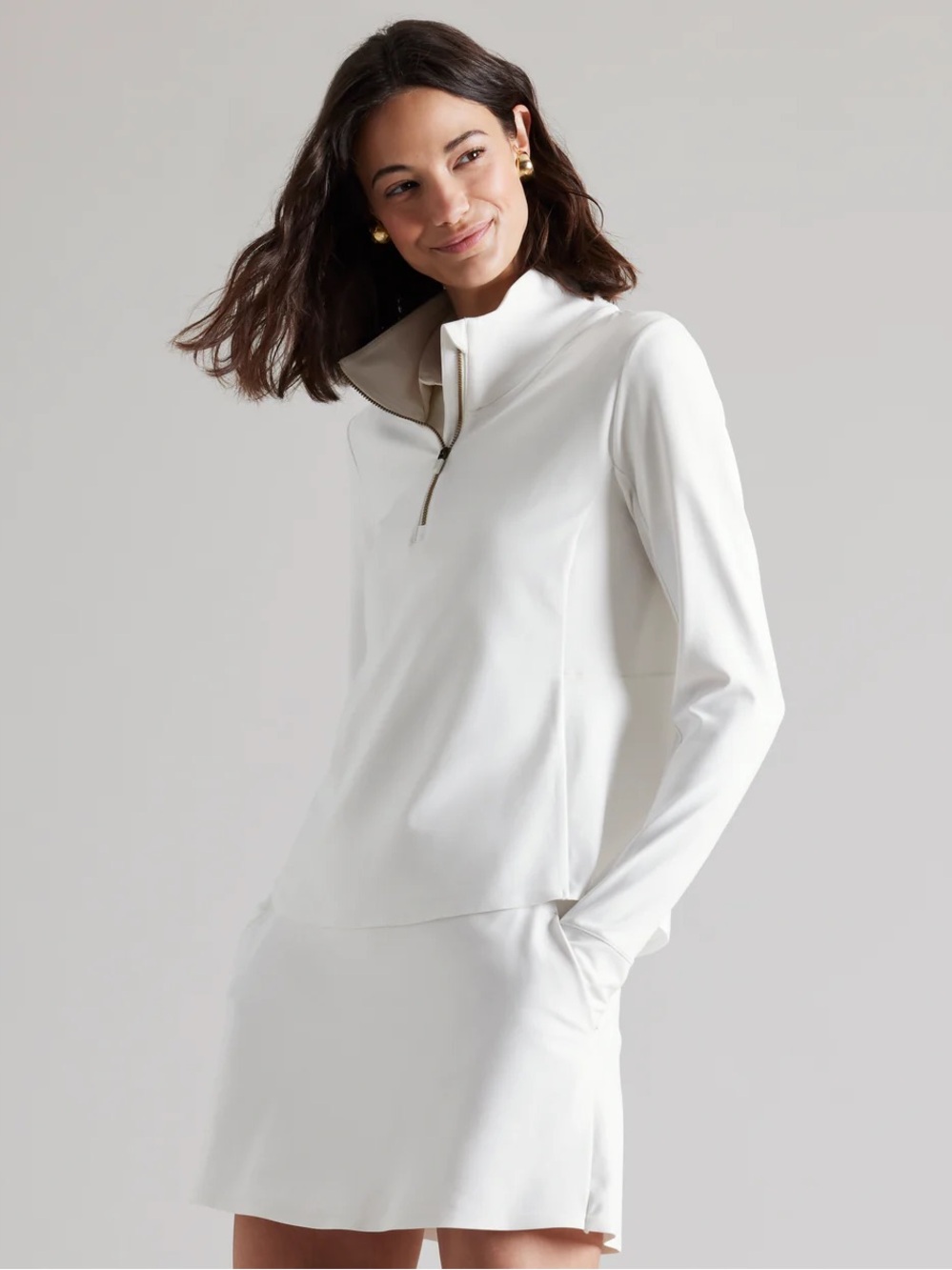 RHONE Course to Court 1/4 Zip, Women’s XS, White